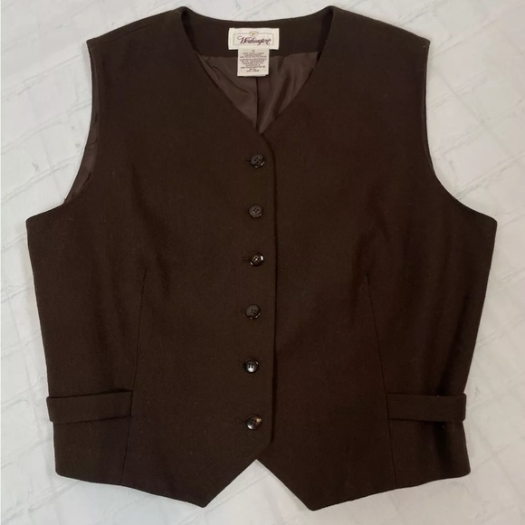 Vintage Worthington vest Wool Women's 14 Chocolate Brown Fully Lined waistcoat - Picture 14 of 15